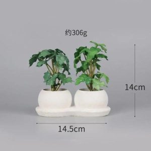 Bonsai Set | Artificial Three Leaf Brocade Handle Combination Potted Plant Bonsai Bonsai Set