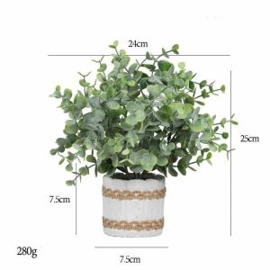 Desktop Bonsai(M) | Artificial Elevated Frost Hanging Eucalyptus Cylindrical Cement Potted Plant Bonsai Desktop Bonsai(M)