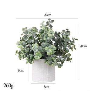 Desktop Bonsai(M) | Artificial Frost Hanging Duckweed Leaf Grass Grid Cylindrical Pulp Potted Plant Bonsai Desktop Bonsai(M)