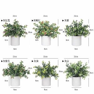 Desktop Bonsai(M) | Artificial Powdered Mint Full Sky Star Grid Cylindrical Pulp Potted Plant Bonsai Desktop Bonsai(M)