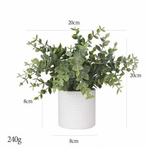 Desktop Bonsai(M) | Artificial Powdered Pointed Eucalyptus Grid Cylindrical Pulp Potted Plant Bonsai Desktop Bonsai(M)