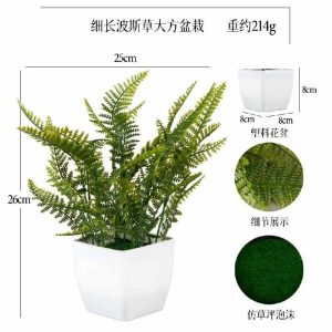 Desktop Bonsai(M) | Artificial Slender Persian Grass And Large Plastic Potted Plant Bonsai Desktop Bonsai(M)