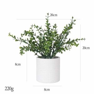 Desktop Bonsai(M) | Artificial Small Money Leaf Grid Cylindrical Pulp Potted Plant Bonsai Desktop Bonsai(M)