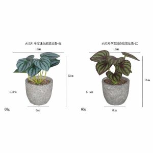 Desktop Bonsai(S) | Artificial Watermelon Leaf Single Branch Mini Pulp Potted Plant Bonsai Desktop Bonsai(S)