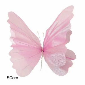 Flower Runner | Artificial Three-Dimensional Butterfly Gauze Flower Pink For Wedding Use Flower Runner Flower Runner