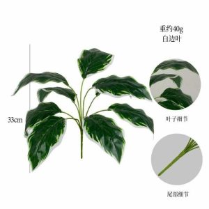 Green Leaves | Artificial Nine White Edged Leaves Artificial Plants Green Leaves