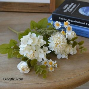 Other Flower | False Autumn Retro Small Bouquet With 7 Forked Embroidered Ball Roses Artificial Flower Other Flower