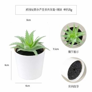 Succulents Bonsai | Artificial Flocking Hard Material Small Aloe Vera Mini Plastic Potted Plant Bonsai Succulents Bonsai