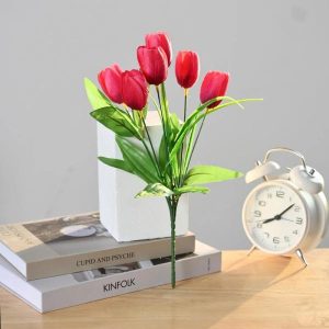 Tulip | Artificial Flowers With 6 Tulips Green Plants Artificial Flower Tulip