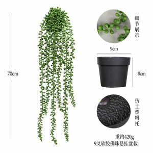 Vines Bonsai | Artificial Soft Rubber Buddha Beads Hanging Black Small Plastic Potted Plants Bonsai Vines Bonsai