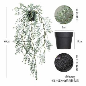 Vines Bonsai | Artificial Woolen Narcissus Hanging Black Plastic Potted Plant Bonsai Vines Bonsai