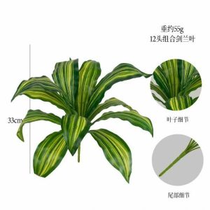 Green Leaves | Artificial 12 Head Combination Sword Orchid Leaves Artificial Plants Green Leaves