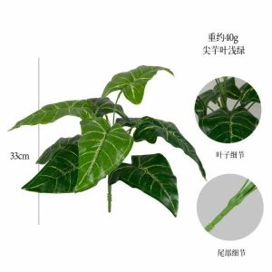 Green Leaves | Artificial Nine Light Green Pointed Taro Leaves Artificial Plants Green Leaves