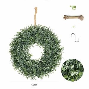 Hanging & Wreath | Artificial 600 Mesh Eucalyptus Narcissus Wreath In Wool Artificial Plants Hanging & Wreath