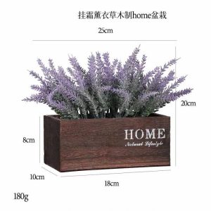 Desktop Bonsai(M) | Artificial Frost Hanging Lavender Home Wooden Potted Plant Bonsai Desktop Bonsai(M)