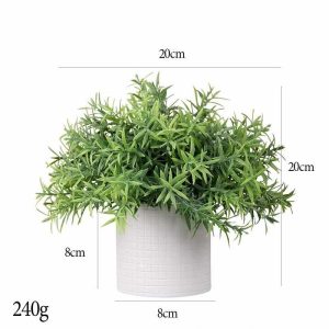 Desktop Bonsai(M) | Artificial Powdered And Encrypted Snake Tongue Grass Grid Cylindrical Pulp Potted Plant Bonsai Desktop Bonsai(M)