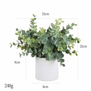 Desktop Bonsai(M) | Artificial Powdered Eucalyptus Grid Cylindrical Pulp Potted Plant Bonsai Desktop Bonsai(M)