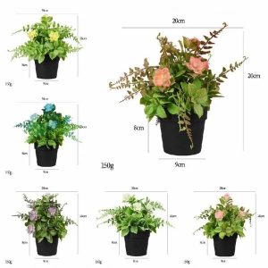 Flowers Bonsai | Artificial Nebulized Small Begonia Black Small Plastic Potted Plant Bonsai Flowers Bonsai