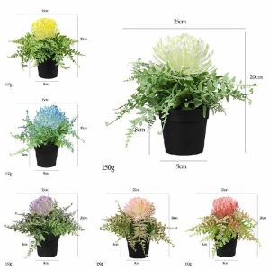 Flowers Bonsai | Artificial Powder Spreading King Flower Black Small Plastic Potted Plant Bonsai Flowers Bonsai