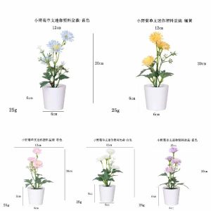 Flowers Bonsai | Artificial Small Wild Chrysanthemum Single Branch Mini Plastic Potted Plant Bonsai Flowers Bonsai