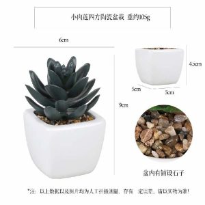 Succulents Bonsai | Artificial Small Meat Lotus Square Ceramic Potted Plant Bonsai Succulents Bonsai