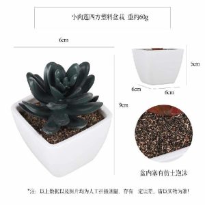 Succulents Bonsai | Artificial Small Meat Lotus Square Plastic Potted Plant Bonsai Succulents Bonsai